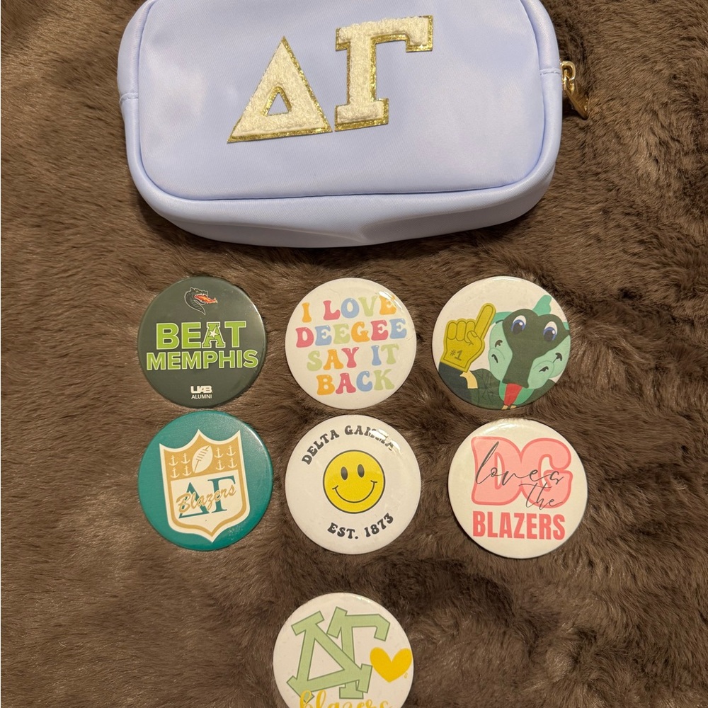 UAB blazer Delta Gamma sorority pins and bag